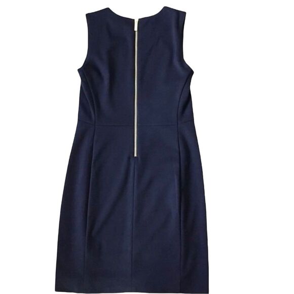 Michael Kors Navy Sleeveless Shift Dress Gold Hardware Size 4 NWT - Picture 2 of 5